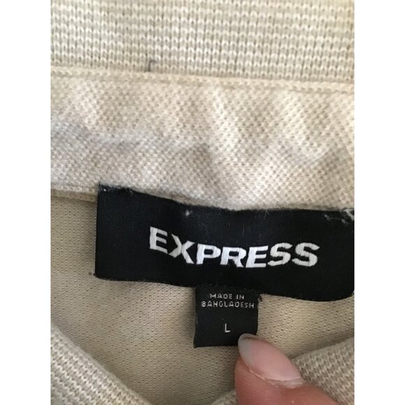EXPRESS- MENS TAN SHORT SLEEVE POLO SHIRT SIZE LARGE - Picture 4 of 8